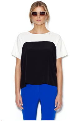 vince camuto colorblocked blouse